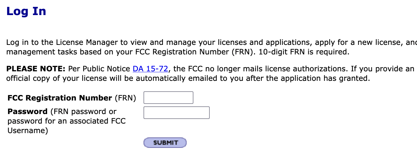 FCC FRN License Manager Page 1